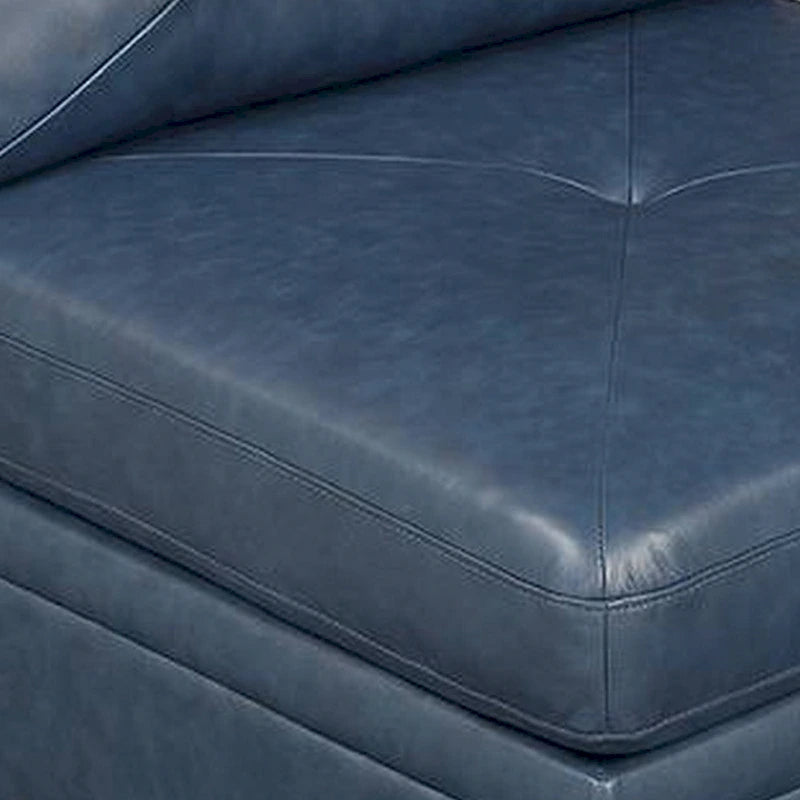Fauteuil sans accoudoirs modulaire 37 pouces, similicuir bleu, bois massif