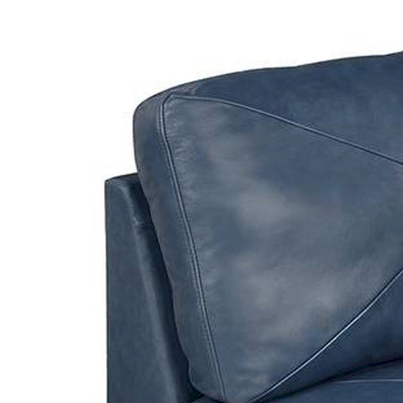 Fauteuil sans accoudoirs modulaire 37 pouces, similicuir bleu, bois massif