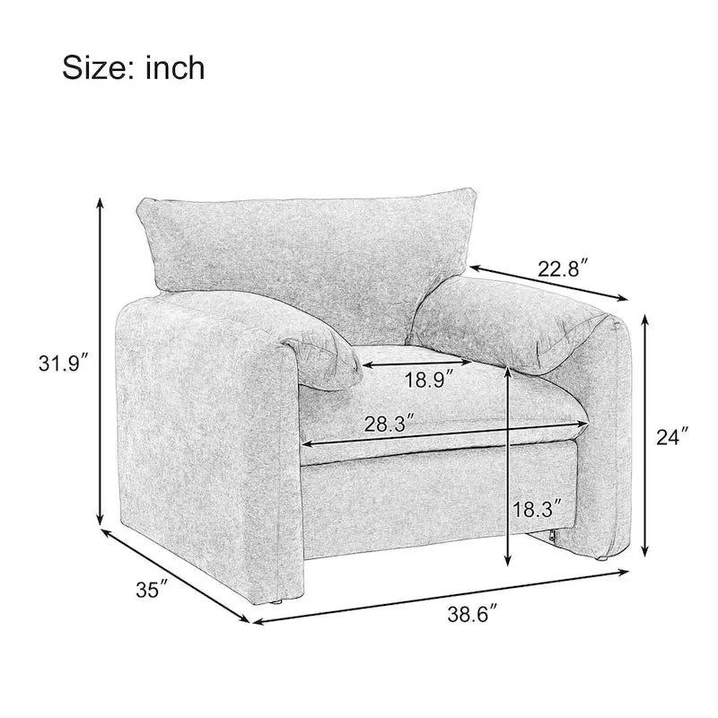 Fauteuil surdimensionné en chenille Fauteuil d'appoint Canapé individuel