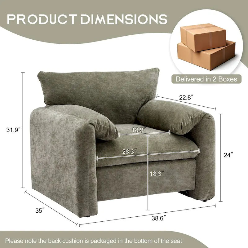 Fauteuil surdimensionné en chenille Fauteuil d'appoint Canapé individuel