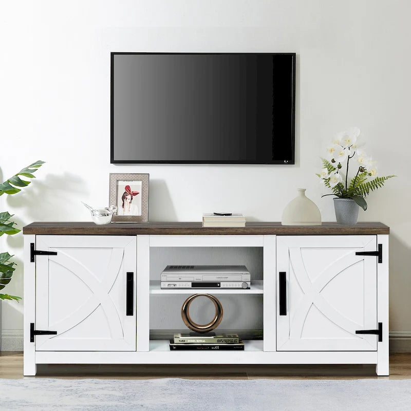 Meuble TV de rangement multifonction rustique de 68 pouces
