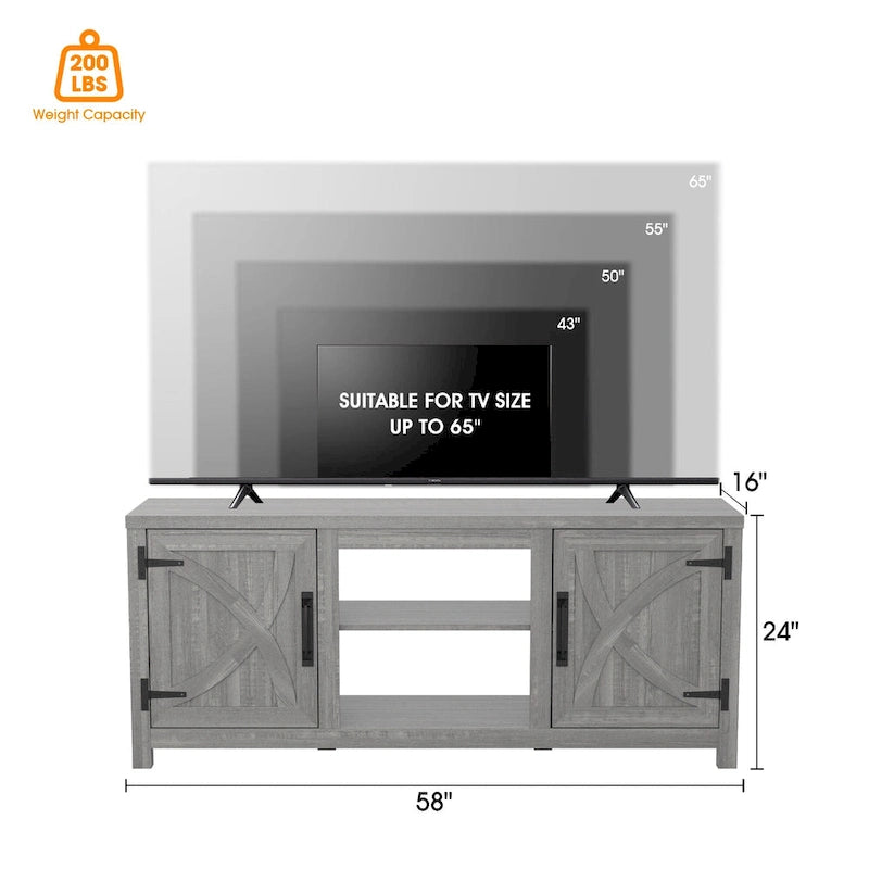 Meuble TV de rangement multifonction rustique de 68 pouces
