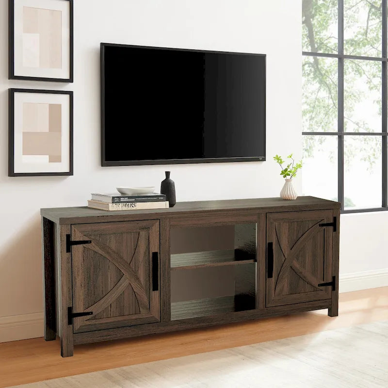 Meuble TV de rangement multifonction rustique de 68 pouces
