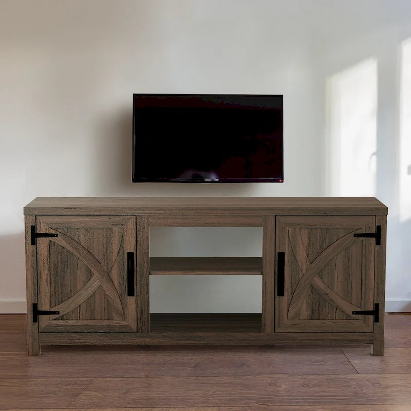 Meuble TV de rangement multifonction rustique de 68 pouces