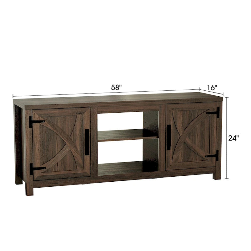 Meuble TV de rangement multifonction rustique de 68 pouces