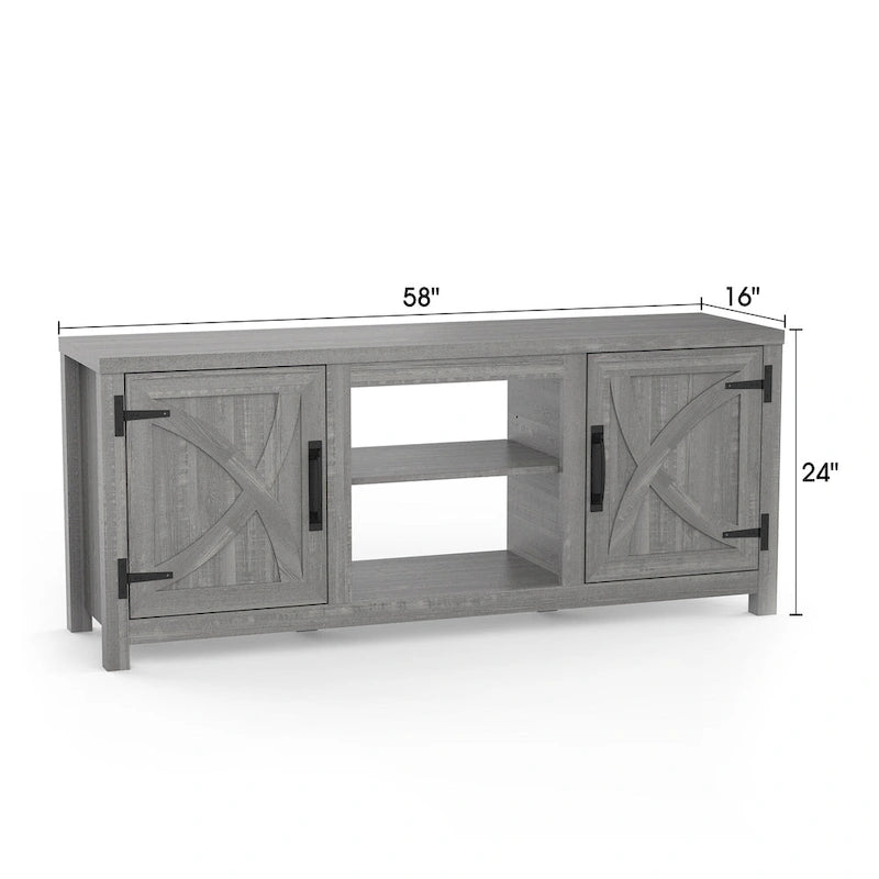 Meuble TV de rangement multifonction rustique de 68 pouces
