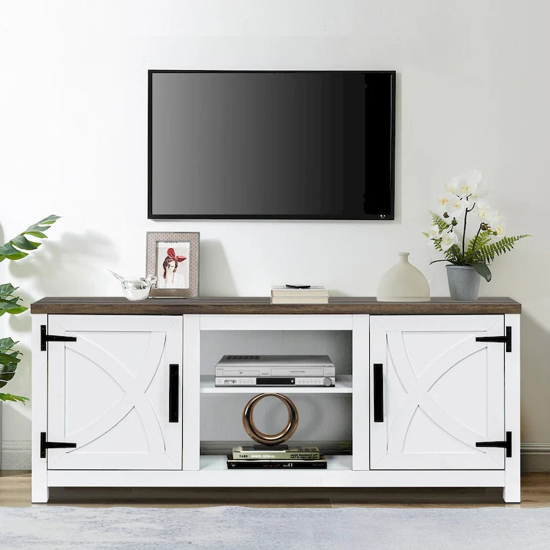 Meuble TV de rangement multifonction rustique de 68 pouces
