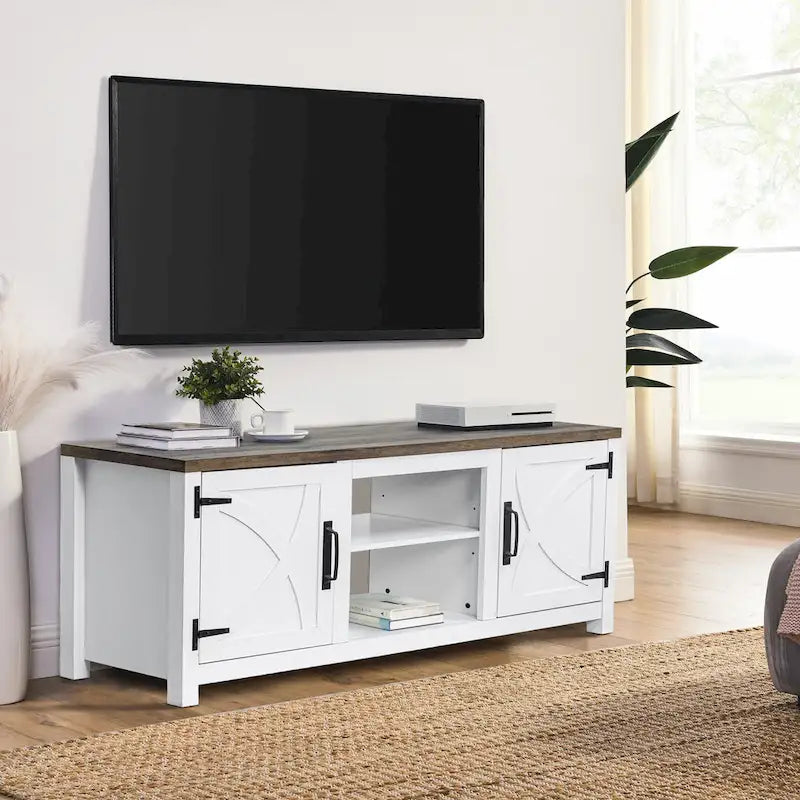 Meuble TV de rangement multifonction rustique de 68 pouces