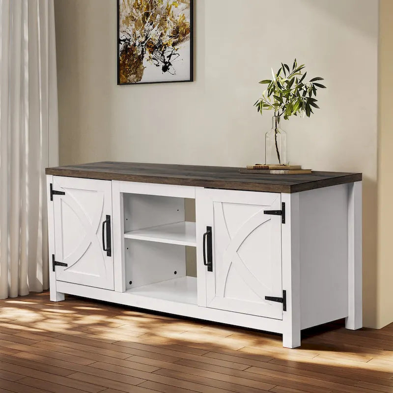Meuble TV de rangement multifonction rustique de 68 pouces