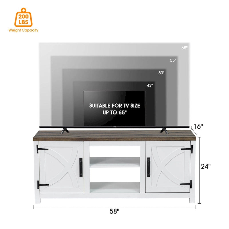 Meuble TV de rangement multifonction rustique de 68 pouces