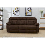 Betsy Furniture Microfiber Manual Rclining 3-seat Sofa Couch in Dark Brown 8005