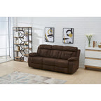Canapé inclinable manuel 3 places en microfibre, marron foncé 8005