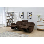 Canapé inclinable manuel 3 places en microfibre, marron foncé 8005