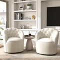 Fauteuil à oreilles pivotant à 360 degrés en velours moderne avec dossier capitonné (lot de 2)