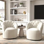 Fauteuil à oreilles pivotant à 360 degrés en velours moderne avec dossier capitonné (lot de 2)