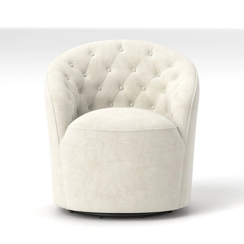 Fauteuil à oreilles pivotant à 360 degrés en velours moderne avec dossier capitonné (lot de 2)