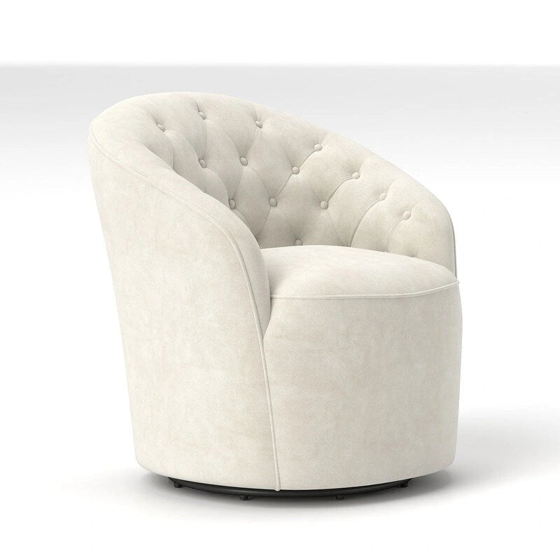 Fauteuil à oreilles pivotant à 360 degrés en velours moderne avec dossier capitonné (lot de 2)