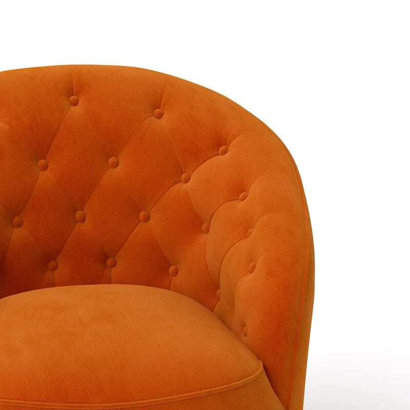 Fauteuil à oreilles pivotant à 360 degrés en velours moderne avec dossier capitonné (lot de 2)