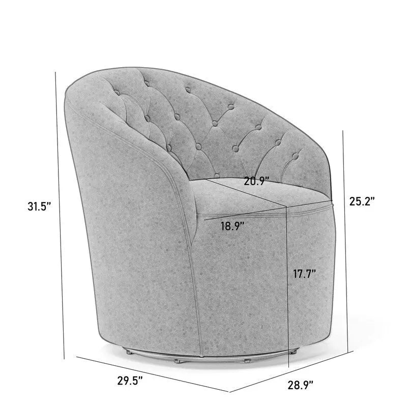 Fauteuil à oreilles pivotant à 360 degrés en velours moderne avec dossier capitonné (lot de 2)