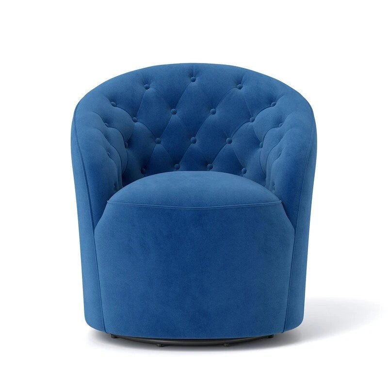 Fauteuil à oreilles pivotant à 360 degrés en velours moderne avec dossier capitonné (lot de 2)