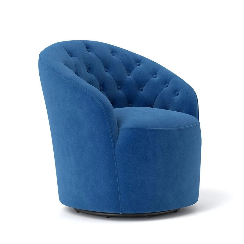 Fauteuil à oreilles pivotant à 360 degrés en velours moderne avec dossier capitonné (lot de 2)