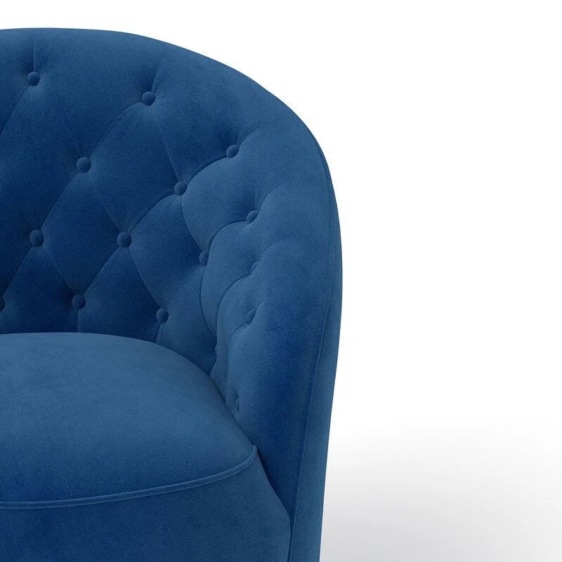 Fauteuil à oreilles pivotant à 360 degrés en velours moderne avec dossier capitonné (lot de 2)