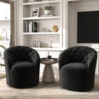Fauteuil à oreilles pivotant à 360 degrés en velours moderne avec dossier capitonné (lot de 2)