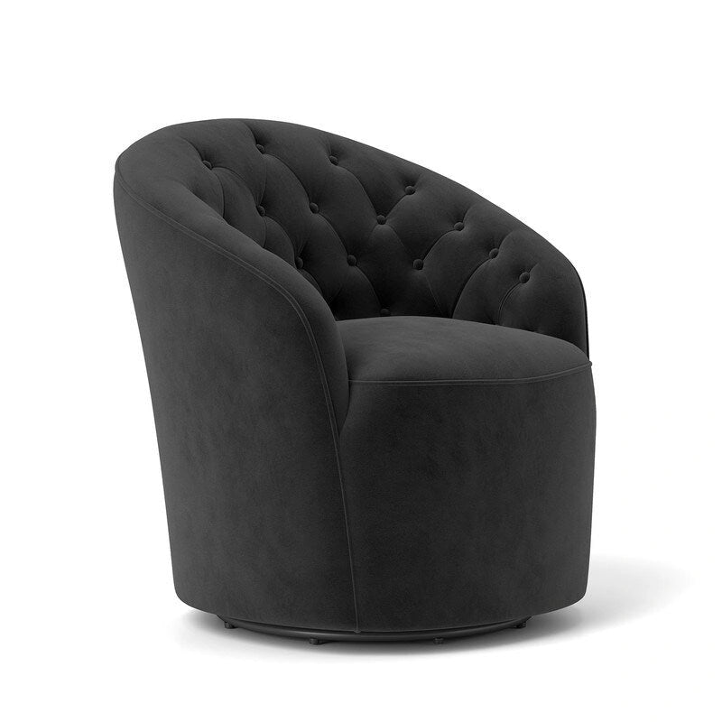 Fauteuil à oreilles pivotant à 360 degrés en velours moderne avec dossier capitonné (lot de 2)