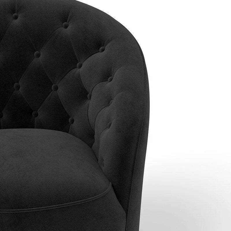 Fauteuil à oreilles pivotant à 360 degrés en velours moderne avec dossier capitonné (lot de 2)