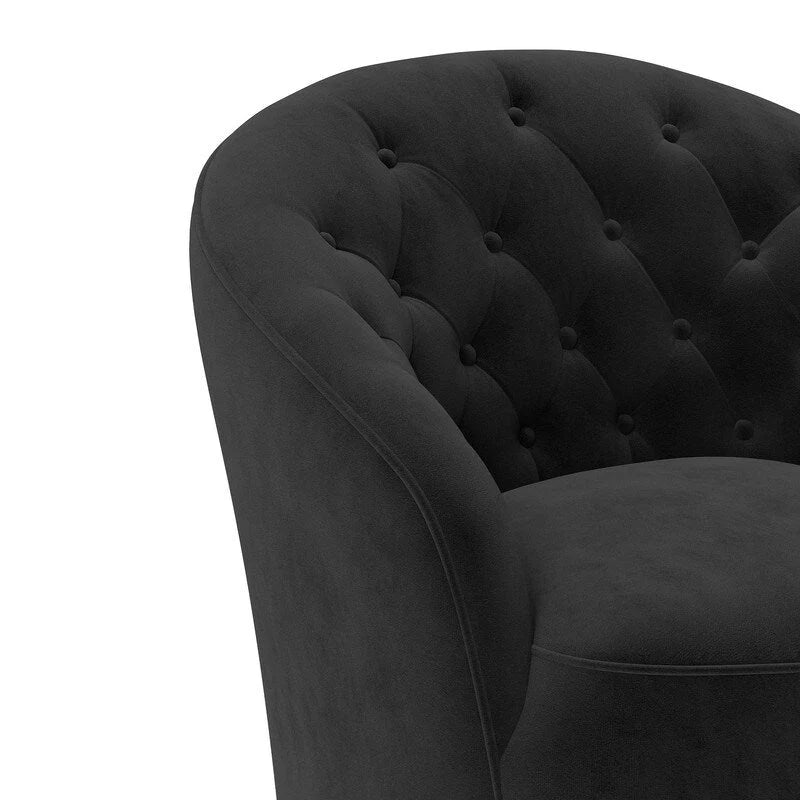 Fauteuil à oreilles pivotant à 360 degrés en velours moderne avec dossier capitonné (lot de 2)