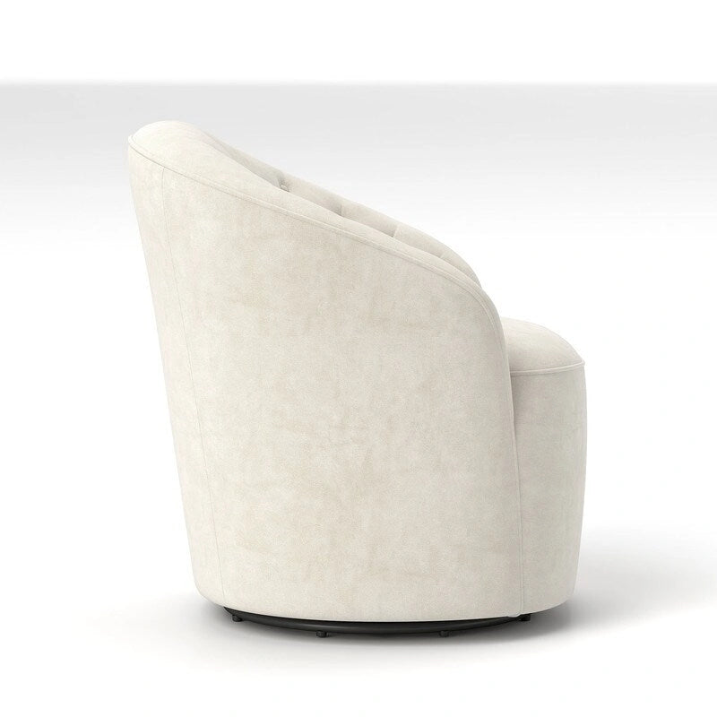 Fauteuil à oreilles pivotant à 360 degrés en velours moderne avec dossier capitonné (lot de 2)