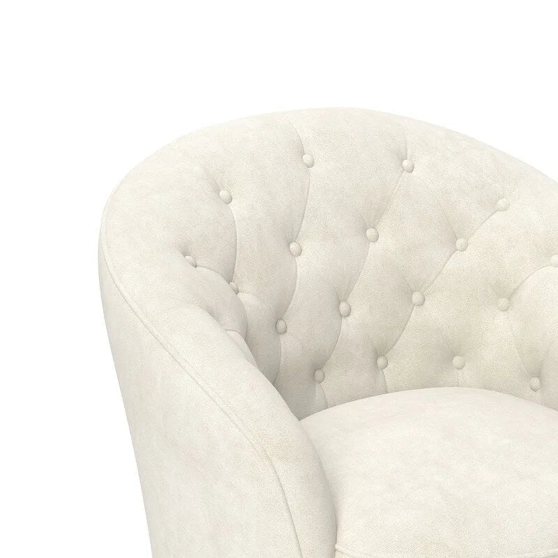 Fauteuil à oreilles pivotant à 360 degrés en velours moderne avec dossier capitonné (lot de 2)