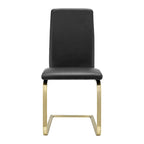 Chaise de salle à manger noire avec pieds dorés mats brossés