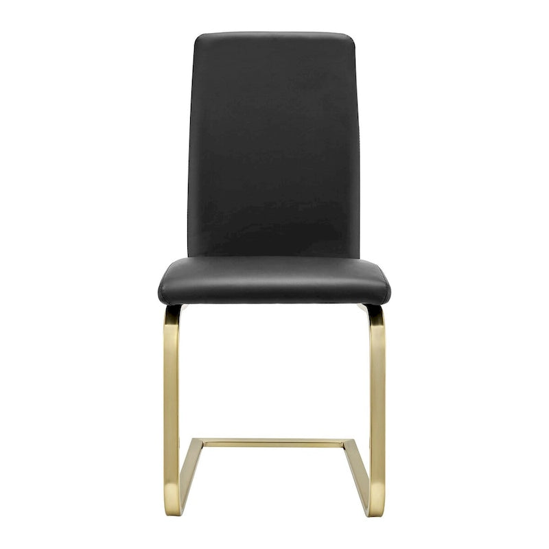 Chaise de salle à manger noire avec pieds dorés mats brossés
