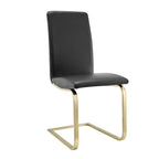 Chaise de salle à manger noire avec pieds dorés mats brossés