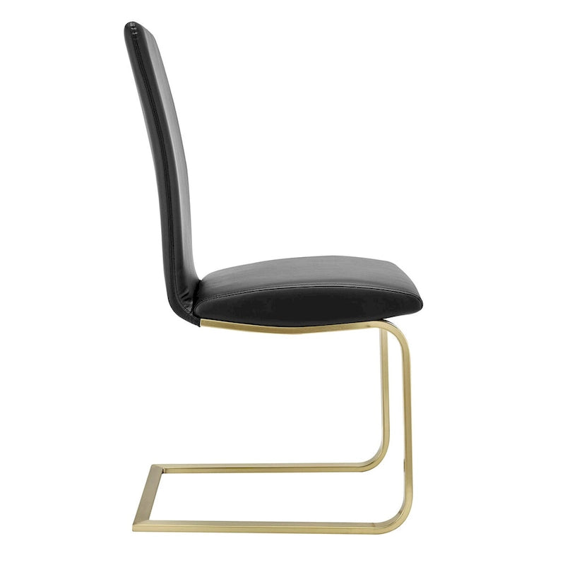 Chaise de salle à manger noire avec pieds dorés mats brossés