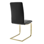 Chaise de salle à manger noire avec pieds dorés mats brossés