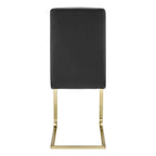 Chaise de salle à manger noire avec pieds dorés mats brossés