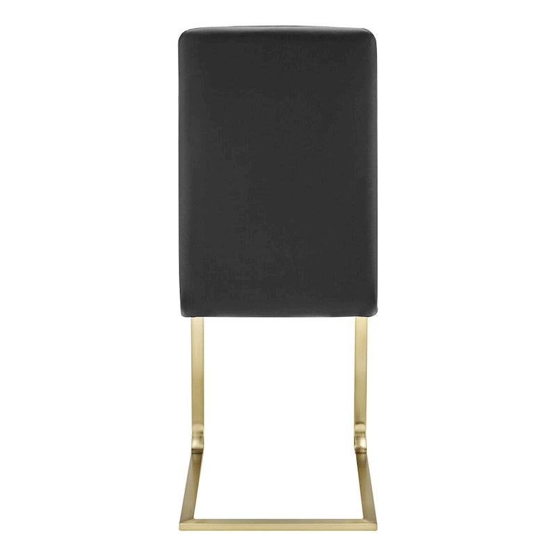 Chaise de salle à manger noire avec pieds dorés mats brossés