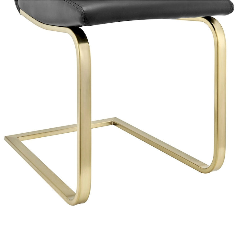 Chaise de salle à manger noire avec pieds dorés mats brossés