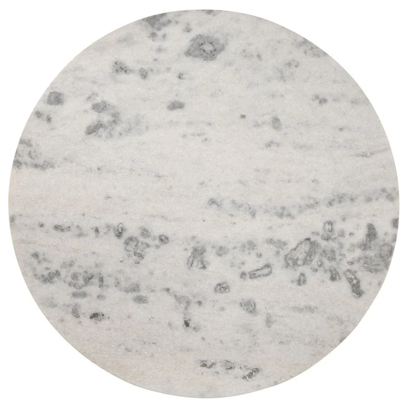 Table à manger de 46 pouces, dessus rond en marbre, pied central, cannelée, marron