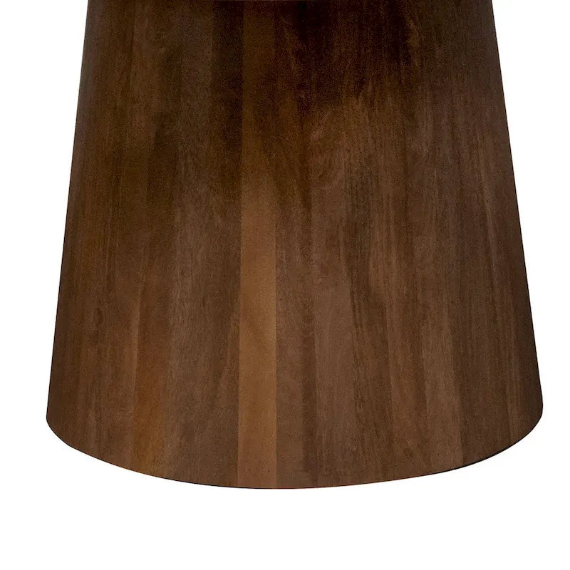 Table à manger de 46 pouces, dessus rond en marbre, pied central, cannelée, marron