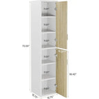 Armoire de rangement en bois de 75,39 pouces, meuble haut avec 2 portes et 6 étagères