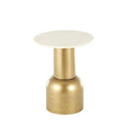 Table d'appoint avec base en métal et plateau en marbre crème - Doré