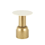 Table d'appoint avec base en métal et plateau en marbre crème - Doré