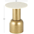 Table d'appoint avec base en métal et plateau en marbre crème - Doré